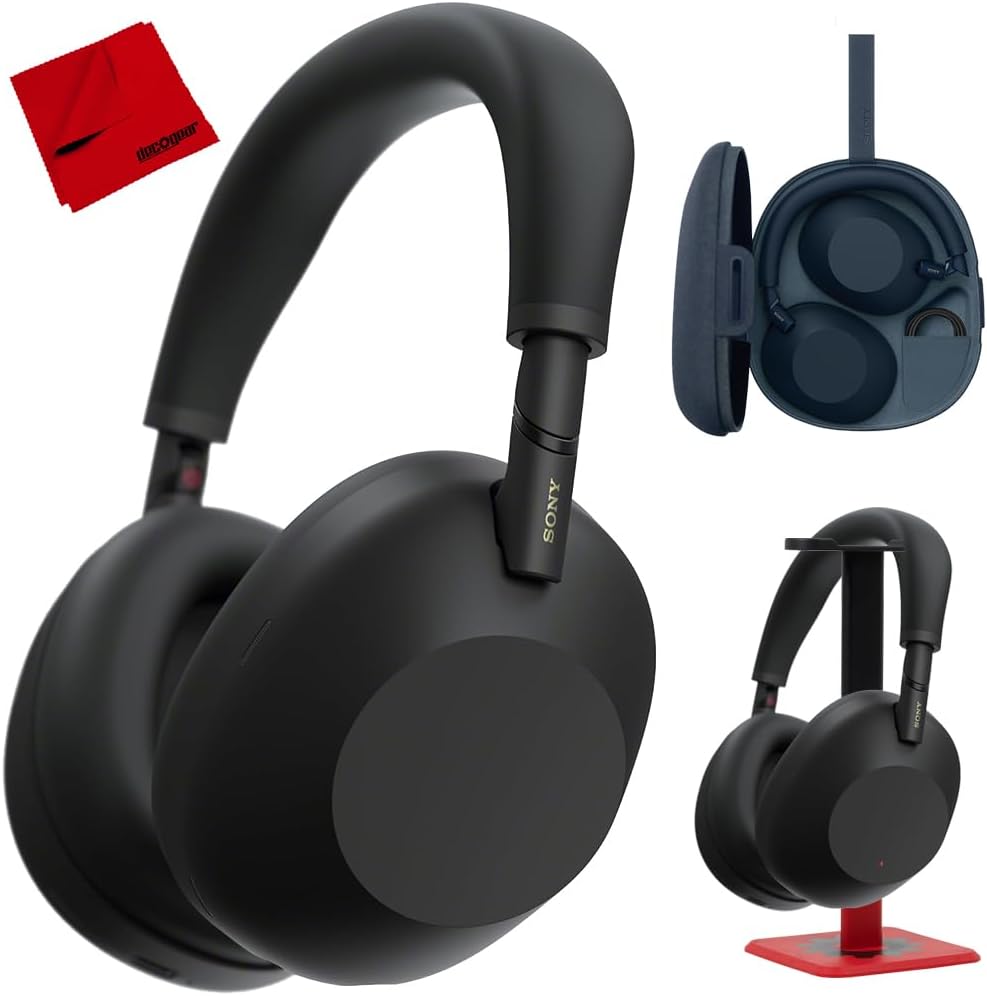 Sony WH1000XM6/B Best Wireless Noise Canceling Headphones, Black Bundle with Deco Essentials Headphones Ear Pads Replacement Headset Ear Cushions and Deco Gear Unofficial Master Guide