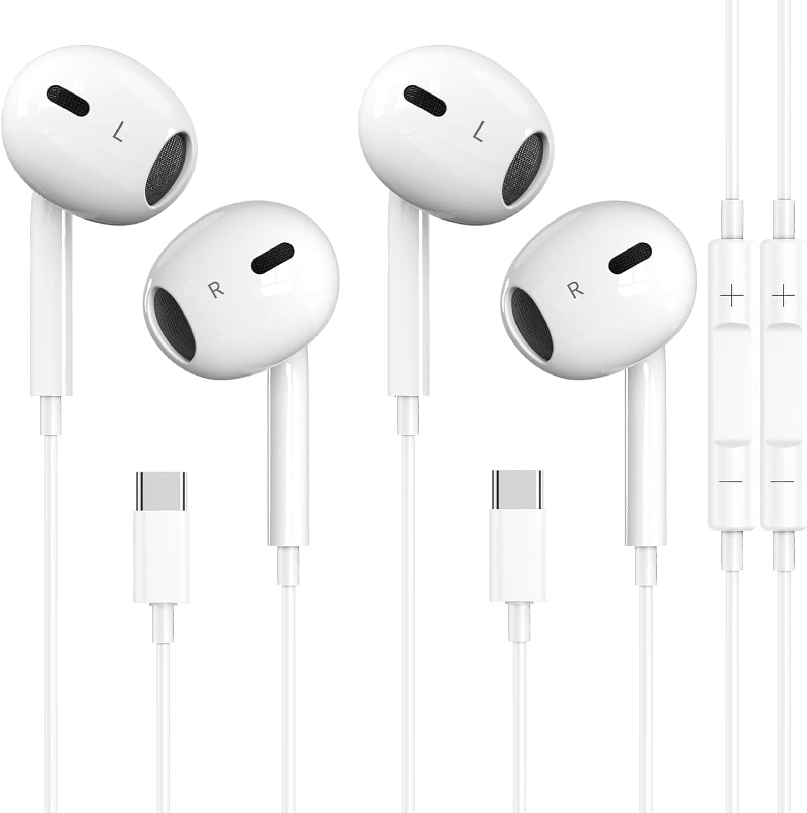 2 Pack-USB C Headphones for iPhone 17/16/15, Type C Earbuds Wired Earbuds with Microphone & Remote Control Noise Cancelling Earphones, Compatible with iPhone 17/16/15 Pro Max, iPad, Most USB C Jack