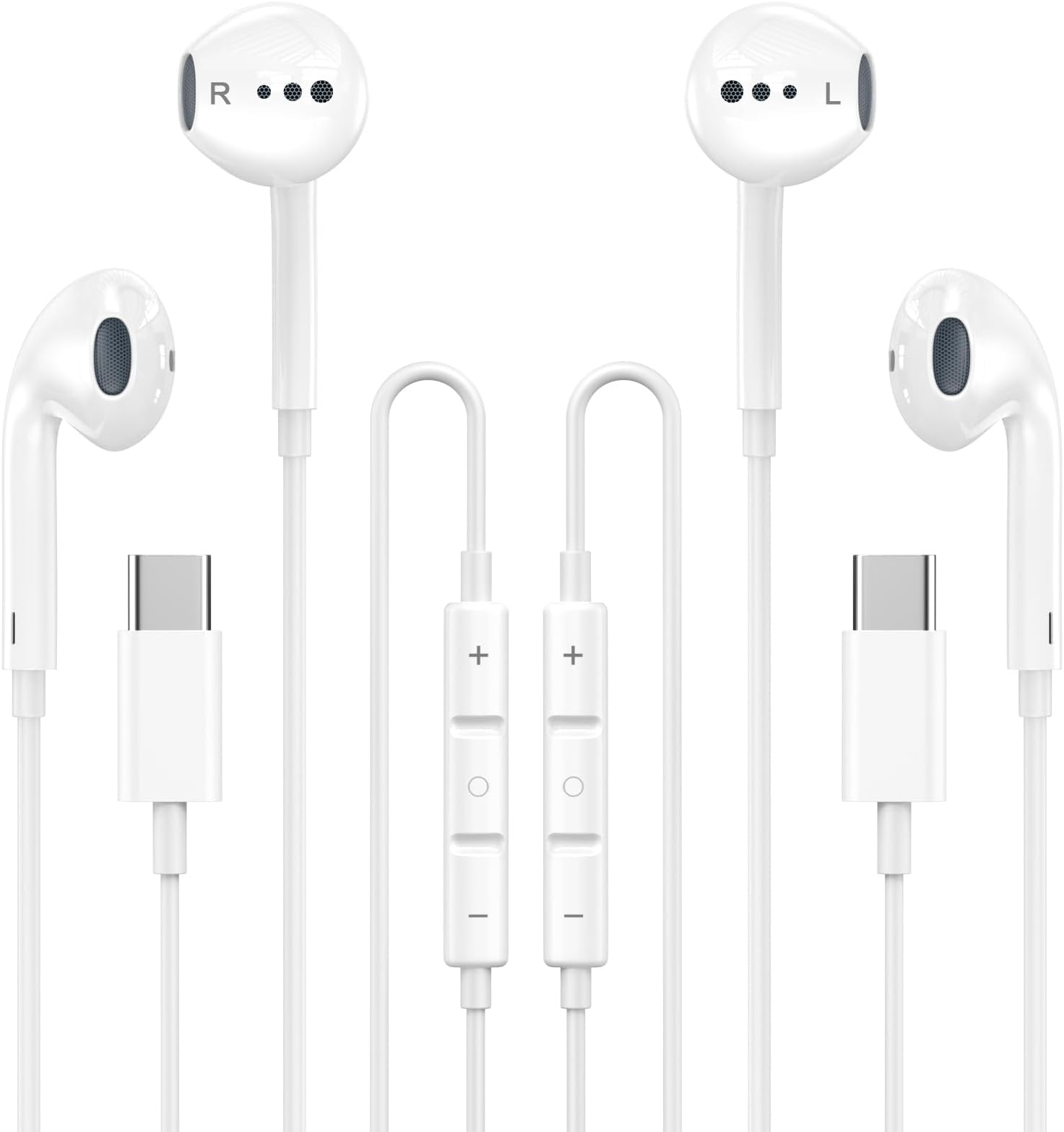 2 Pack-USB C Headphones for iPhone 17/16/15, Type C Earbuds Wired Earbuds with Microphone & Remote Control Noise Cancelling Earphones, Compatible with iPhone 17/16/15 Pro Max, iPad, Most USB C Jack